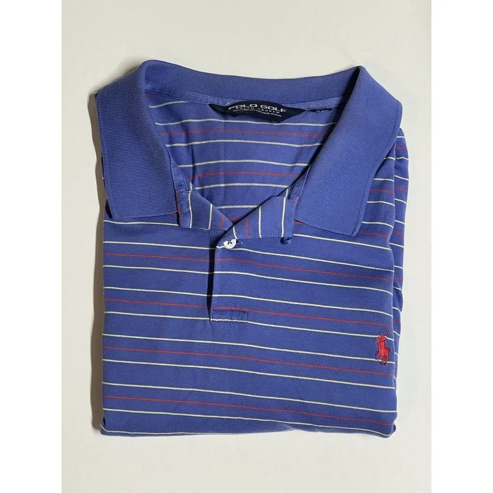Polo Golf Ralph Lauren Men's‎ Polo Shirt 2XL Purple Striped Shirt Sleeve